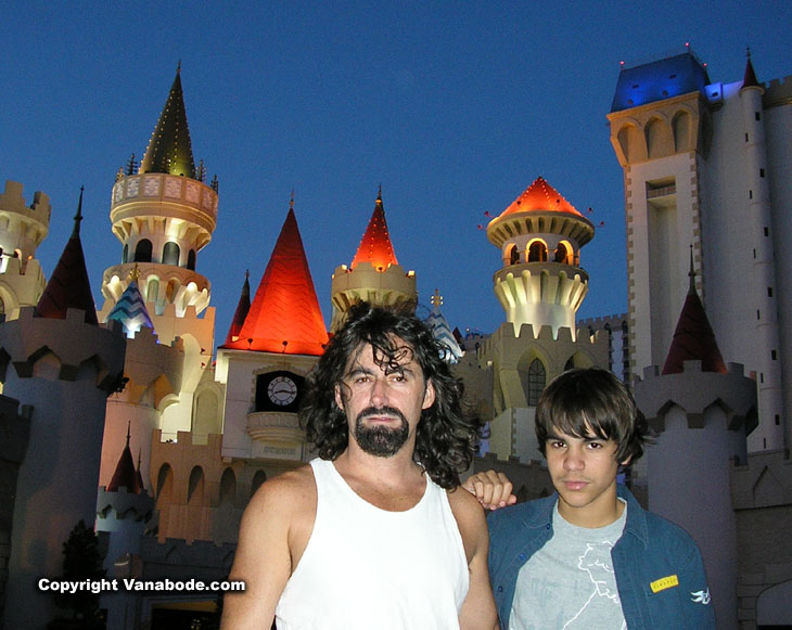 My Dad and I at the Excalibur Hotel and Casino in Las Vegas Nevada for a night of street crawling and people watching