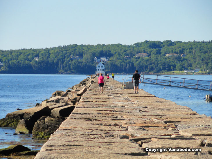 breakwater rockland maine sunny day