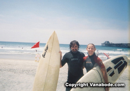 picture of us just after surfing in the cold california ocean