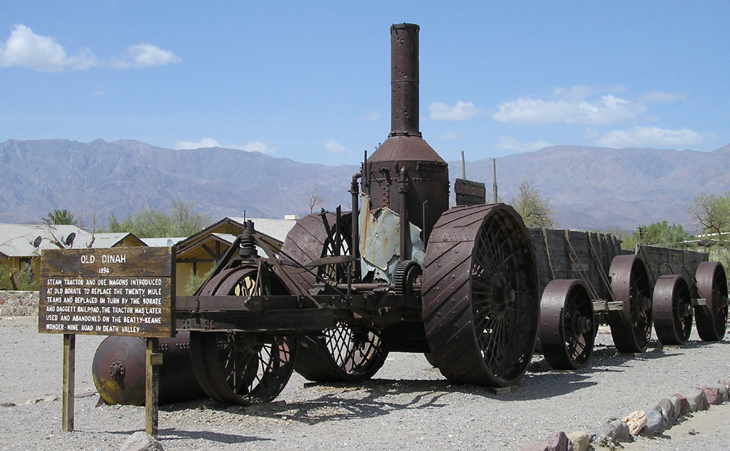 picture of steam tractor named old dinah in death valley national park