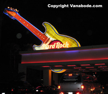 Entrance to the Hard Rock Hotel in Las Vegas shown in this picture.