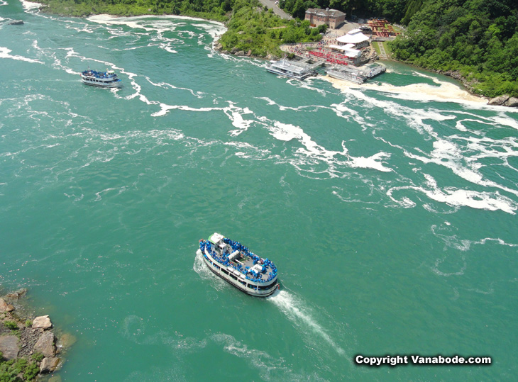 Niagara Falls tour boats from above