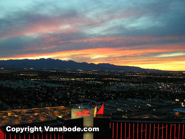 A view of the Las Vegas valley at sunset from the top of the VooDoo Lounge at Rio in Las Vegas
