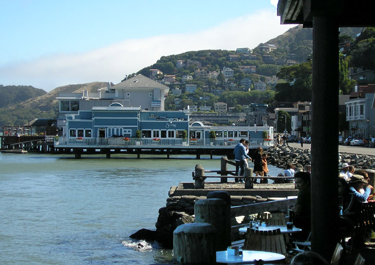 picture taken of waterfront dining in sausilito california