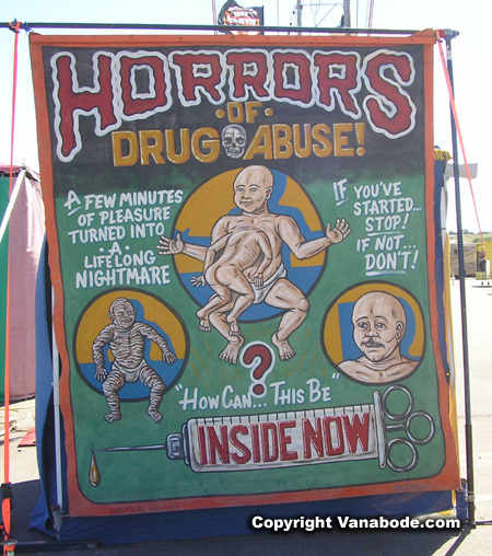 Picture of freak show billboard at Sturgis