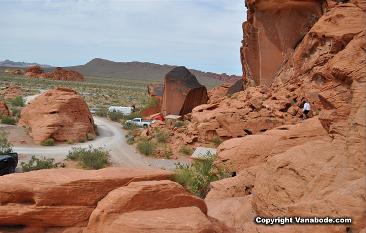 valley of fire state park image outside las vegas shows just how big the rock formations are