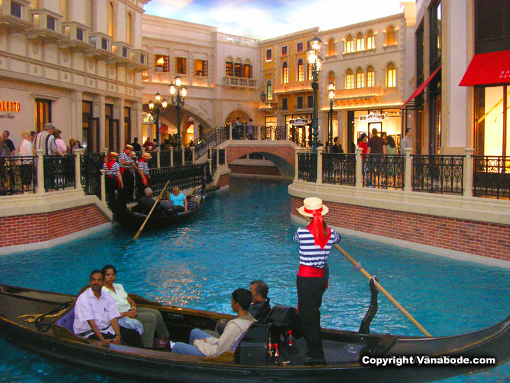 venetian gondola boat ride through the middle and outside the casino makes for great fun