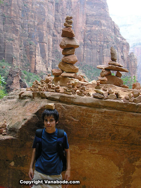 stacking rocks in zion picture